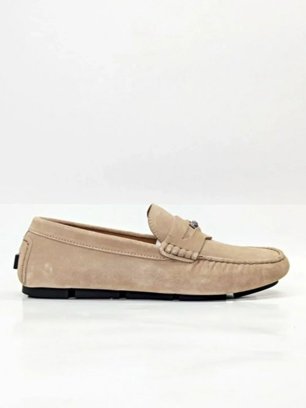 Versace Men's Medusa Coin Penny Driving Loafer in Light Sand Rutenio Size 42.5